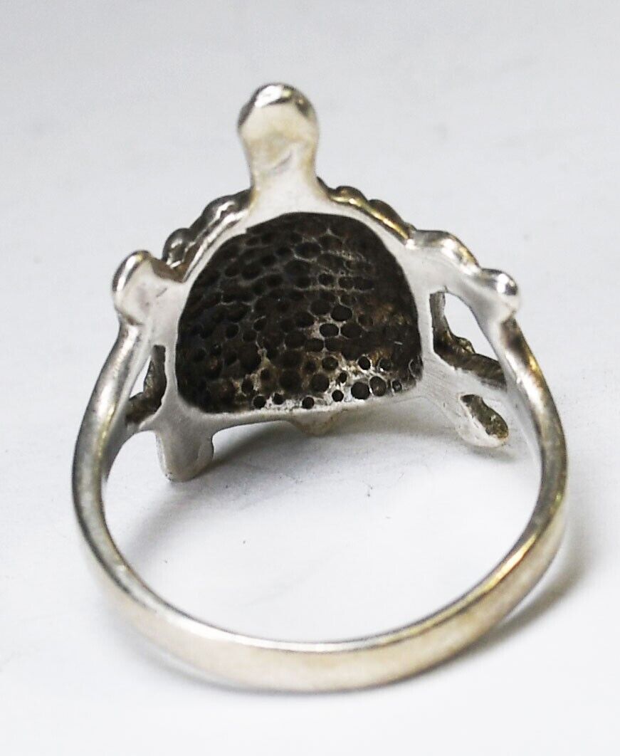 Sterling Silver Turtle Opal Inlay Band Ring 21mm Size 8