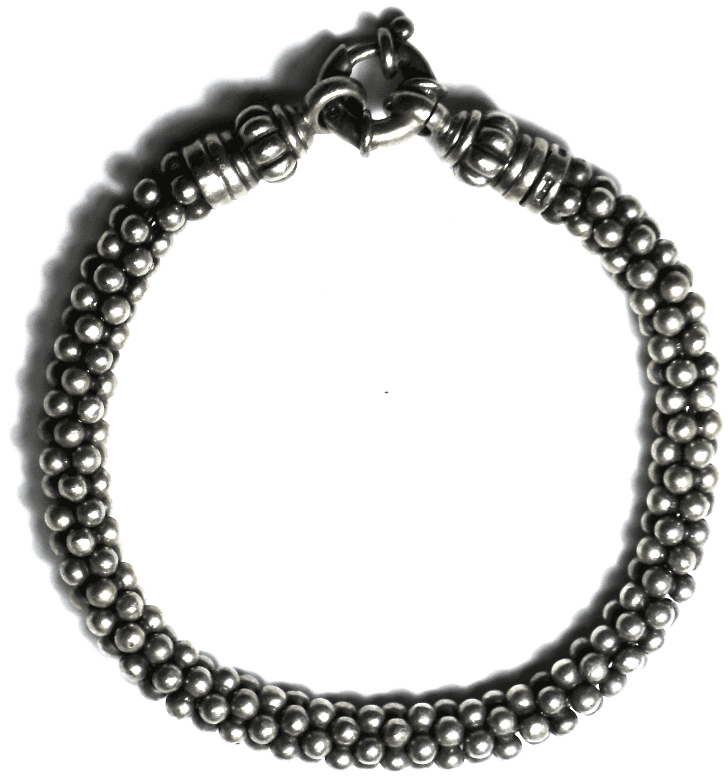 Sterling Silver Lagos Caviar 7mm Signature Beaded Molecule Dot Bracelet 7.5"