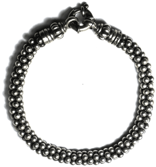 Sterling Silver Lagos Caviar 7mm Signature Beaded Molecule Dot Bracelet 7.5"