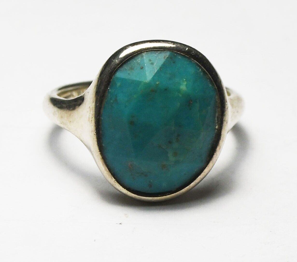 Sterling Silver R3052 Silpada Cabana Faceted Turquoise Ring 16mm Size 7