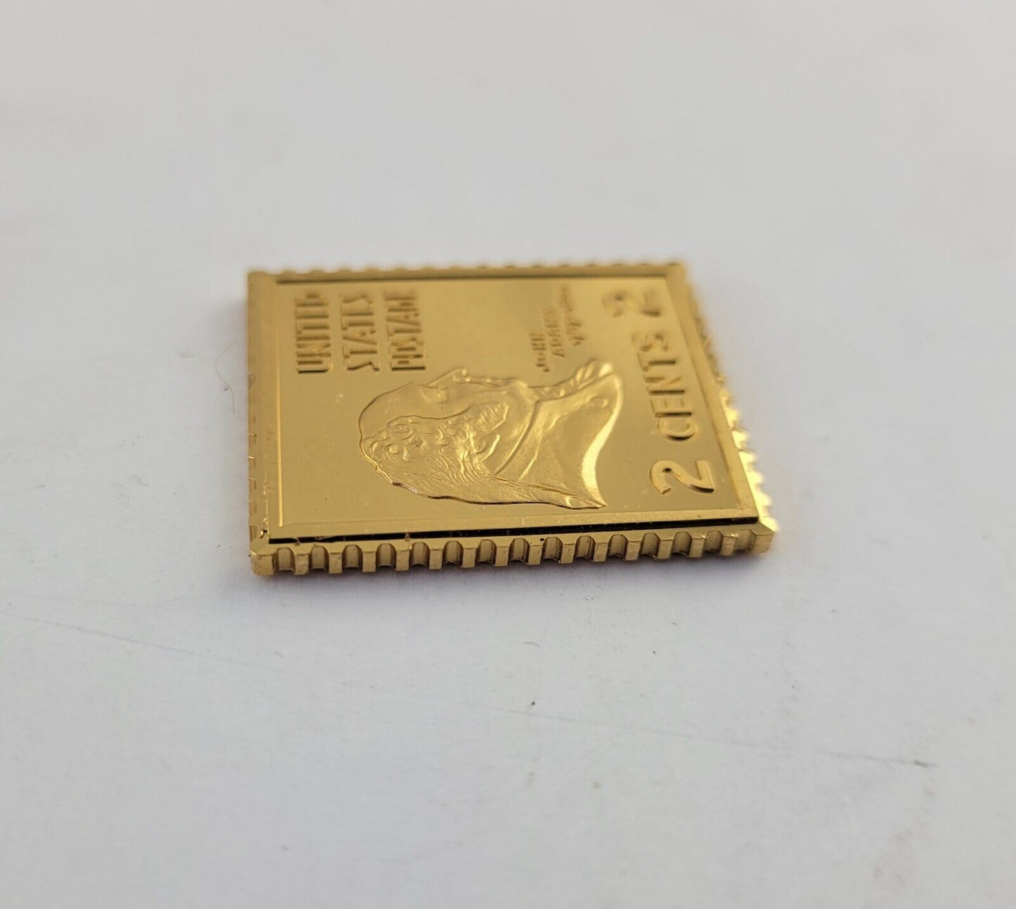 USPS United We Stand .999 Fine Silver 24kt Gold Plated Stamp John Adams .35oz