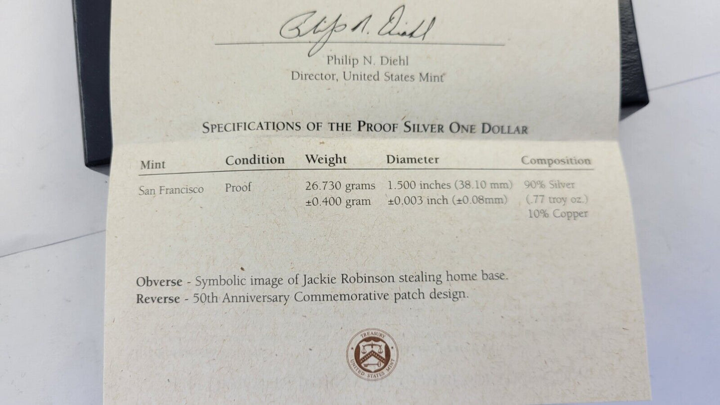 1997 S Jackie Robinson 50th Anniversary Proof Silver Dollar Commemorative Coin