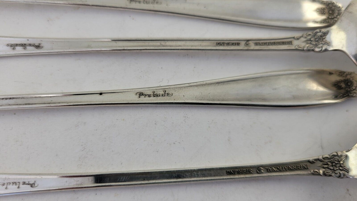 7pc. International Prelude Sterling Silver 7 3/8" Long Iced Tea Spoons 6.3oz.