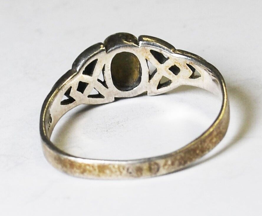 Sterling Silver Oval Turquoise Scroll Celtic Ring 7mm Size 9.5