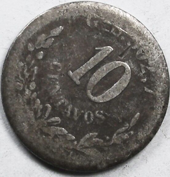 1893 Ga S Mexico Second Republic 10 Centavos Silver Coin KM# 403.4