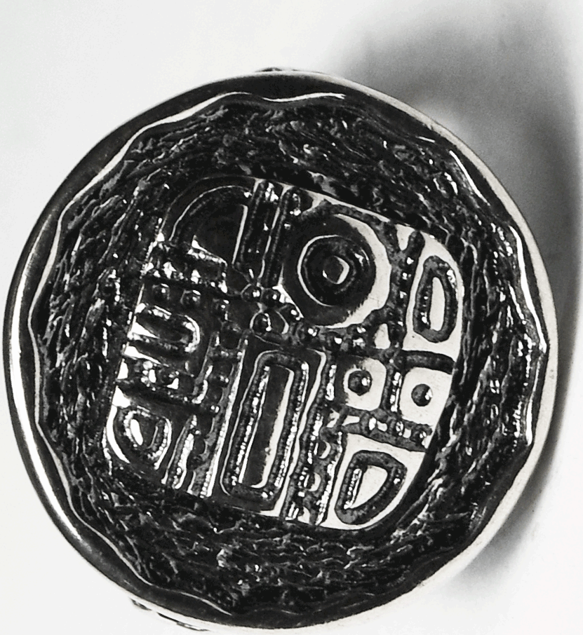 Sterling Silver R1531 Silpada Aztec Mosaic Disc Ring 20mm Size 6