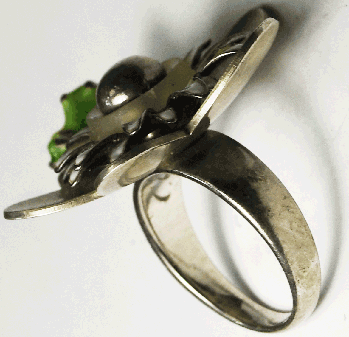 Sterling Silver Charlotte Lily Pad Frog Enamel Ring 27mm Size 5-3/4