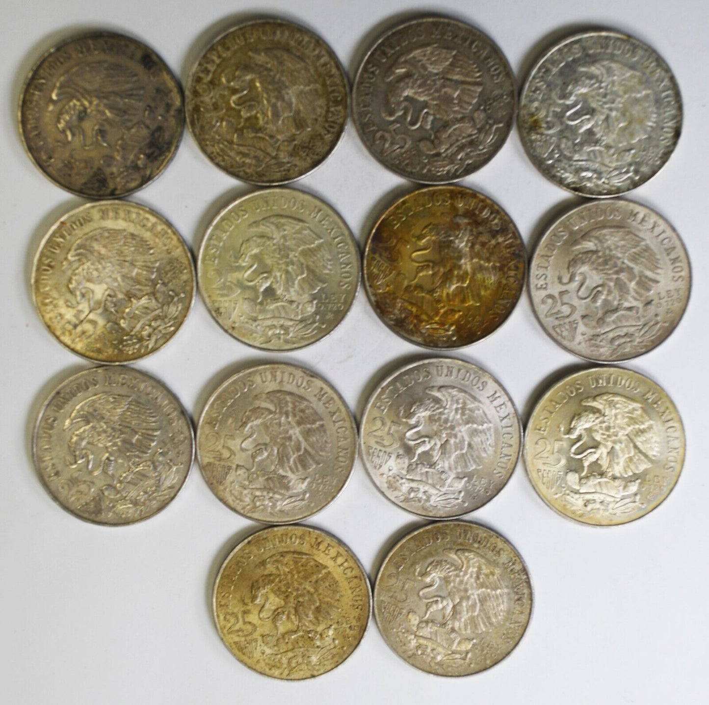 14pc Mexico 1968 25 Pesos Silver Olympic Coins