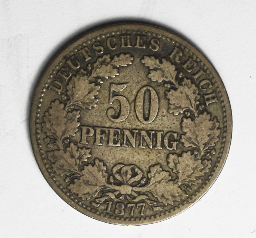 1877 D Germany Empire 50 Pfennig Silver Coi KM# 8
