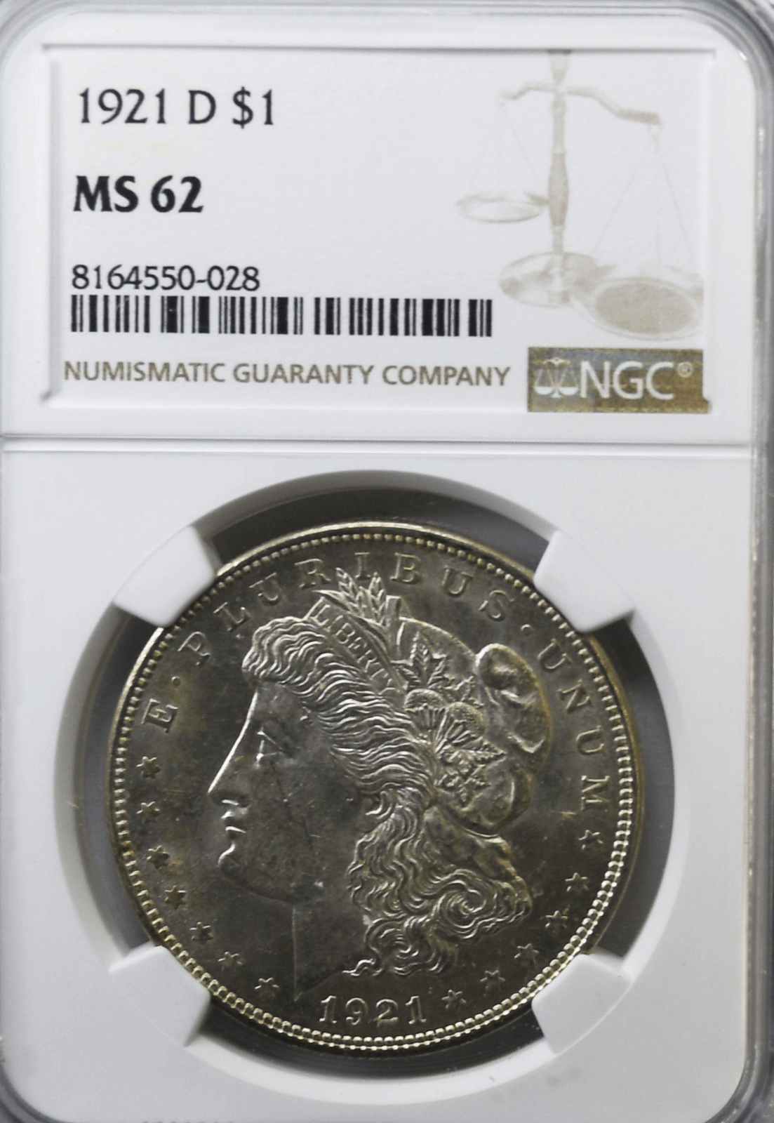 1921 D $1 Morgan Silver Dollar MS62 NGC Uncirculated Denver