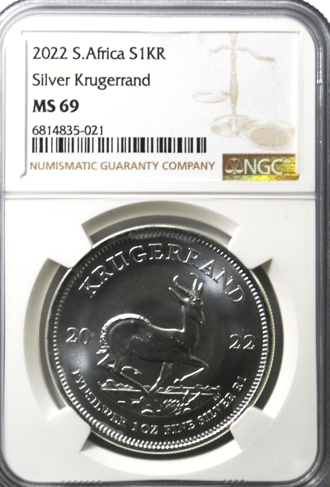 2022 South African Krugerrand MS 69 NGC 1oz. .999 Silver