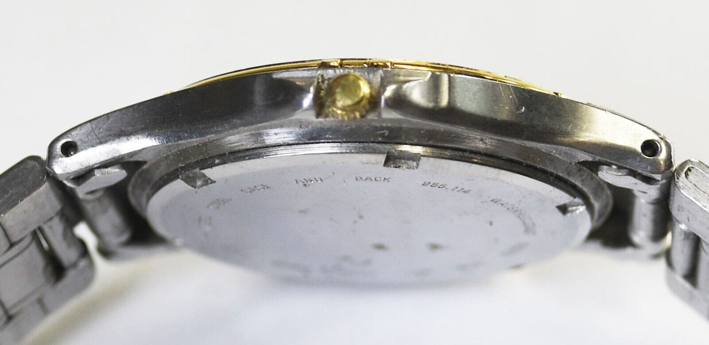 Winkler's Quartz 955 114 Two Tone Wristwatch Not Running 35mm 7" Wrist