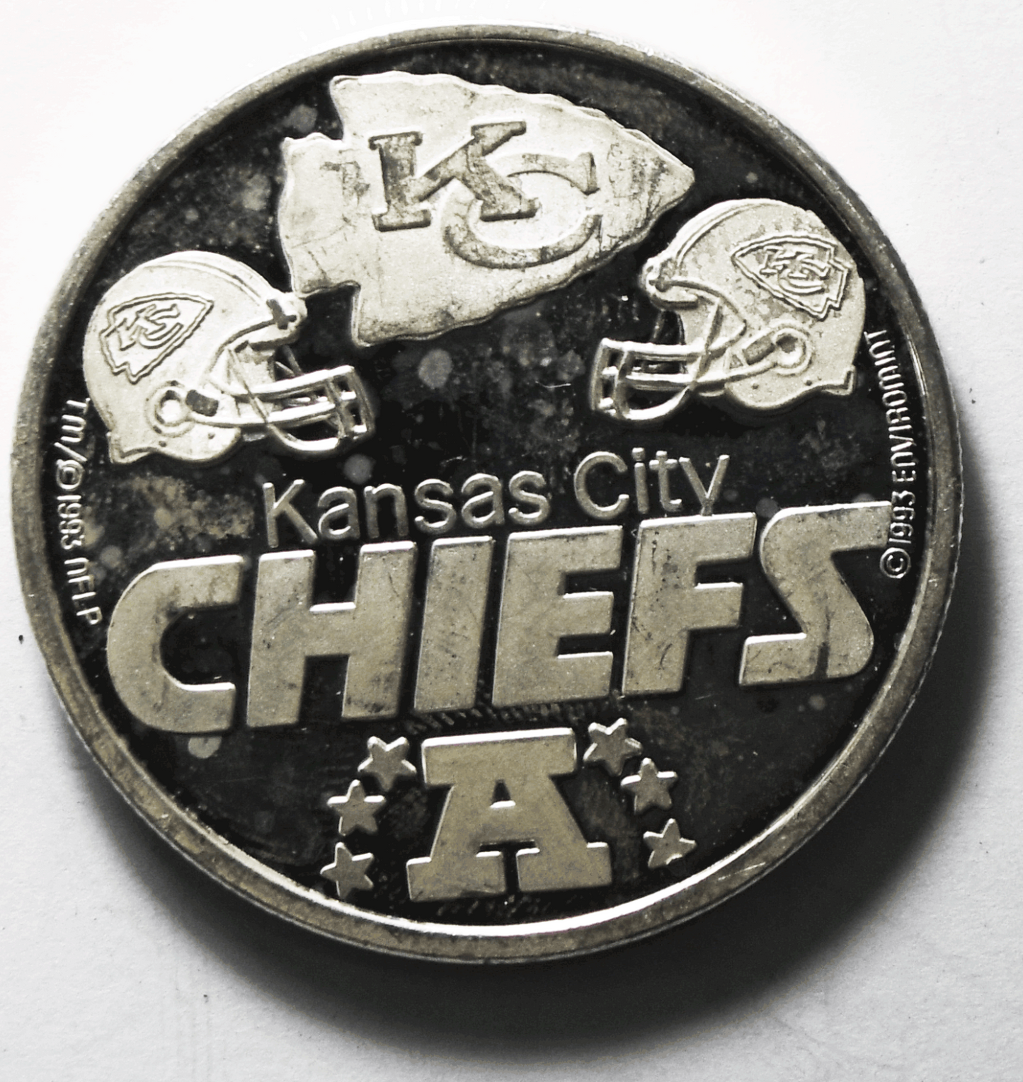 1995 KC Chiefs NFL Western Division Champions .999 1 ozt. Silver Round #355