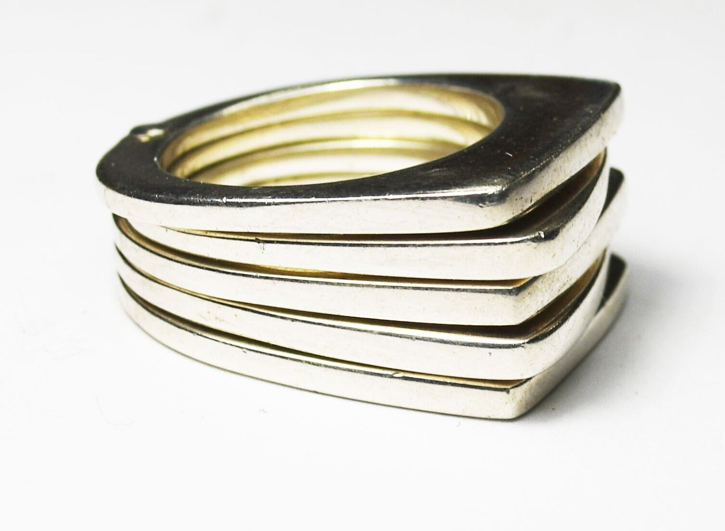 Sterling Silver Ilaria Solid 5 Band Ring 12mm Size 6.5