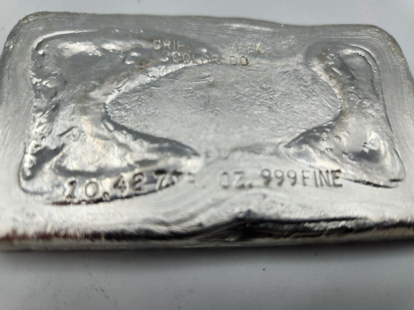 Cripple Creek Colorado 10.27 Troy Oz .999 Vintage Silver Bar Rare