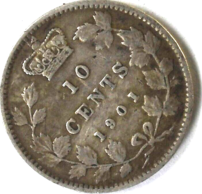 1901 Canada 10c Ten Cents Silver Coin Dime KM# 3
