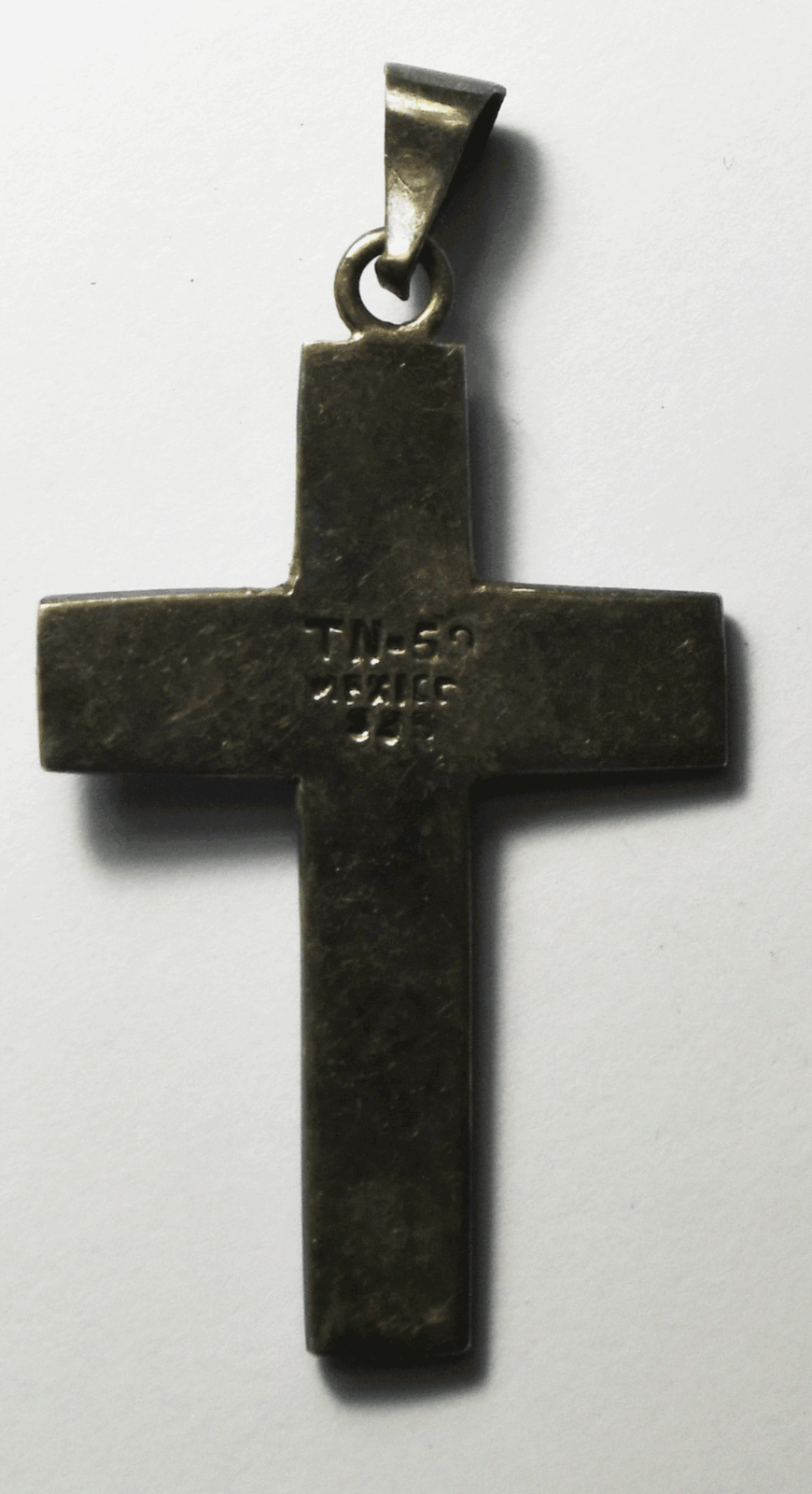 Sterling Silver TN-52 Lapis Onyx Turquoise Inlay Cross Pendant 53mm x 28mm