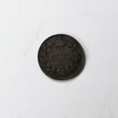 1916 Canada 10c Ten Cents Silver Coin Dime KM# 23
