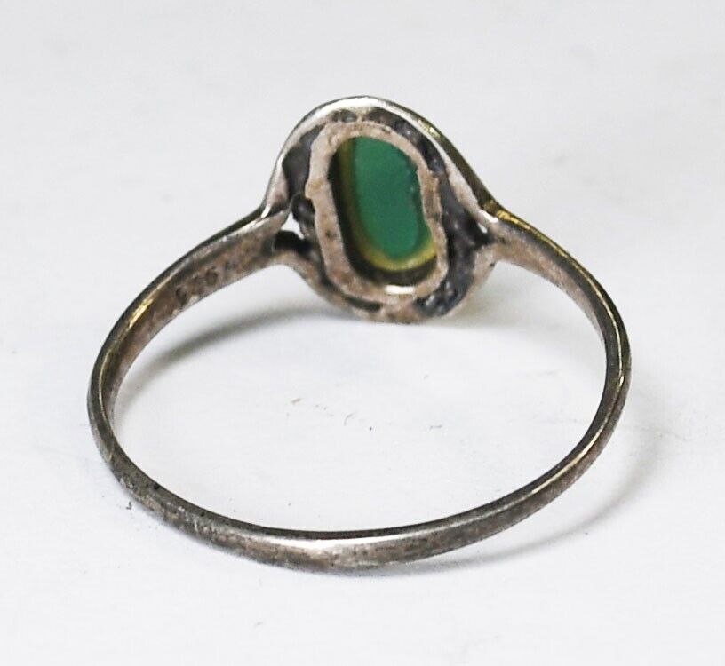Sterling Silver Oval Green Onyx Solitaire Ring 11mm Size 8