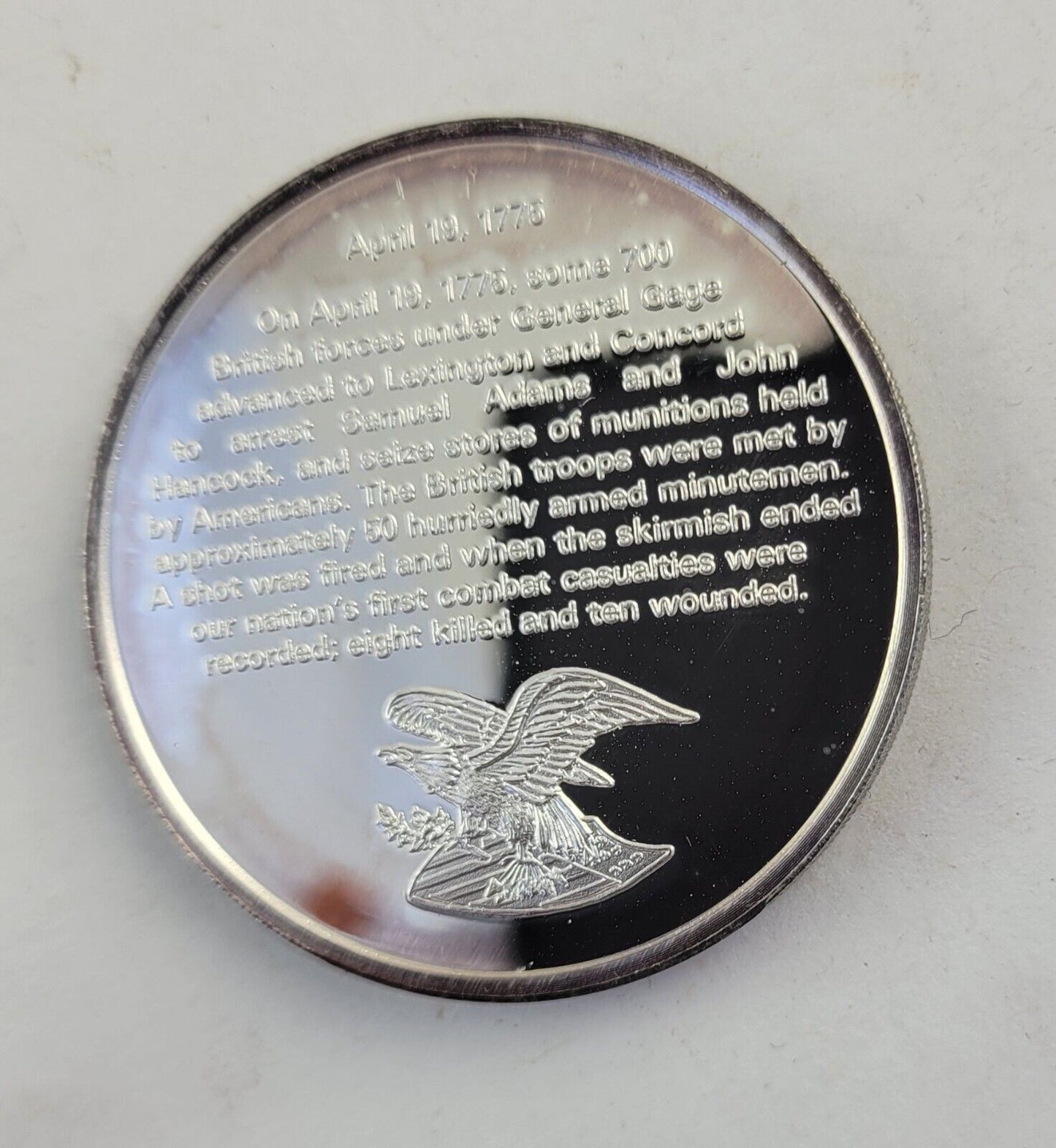 The Shot Heard Around the World 1oz .999 Fine Silver Bicentennial Issue Round