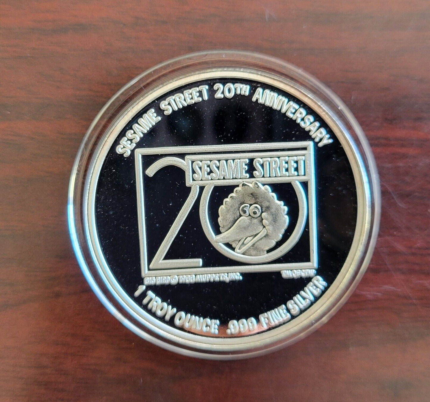 Bert Sesame Street 20th Anniversary Enameled 1oz.Silver Round .999 Fine