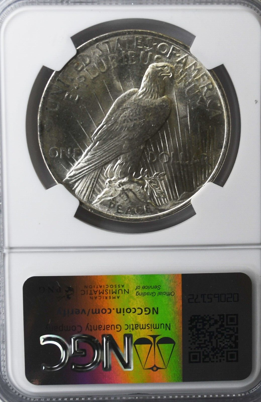 1922 $1 Peace Silver One Dollar US NGC MS60 Philadelphia