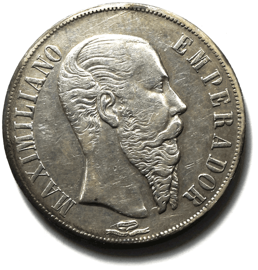 1866 Mo Mexico Empire Of Maximilian Peso KM# 388.1 Silver Coin Cleaned