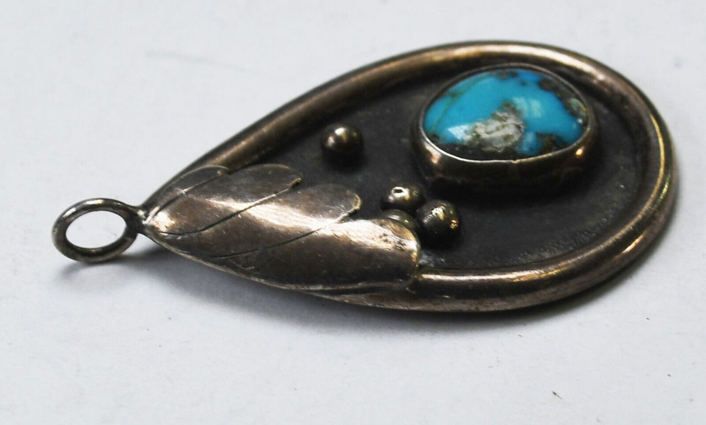 Sterling Silver Turquoise Teardrop Pendant 41mm Pendant