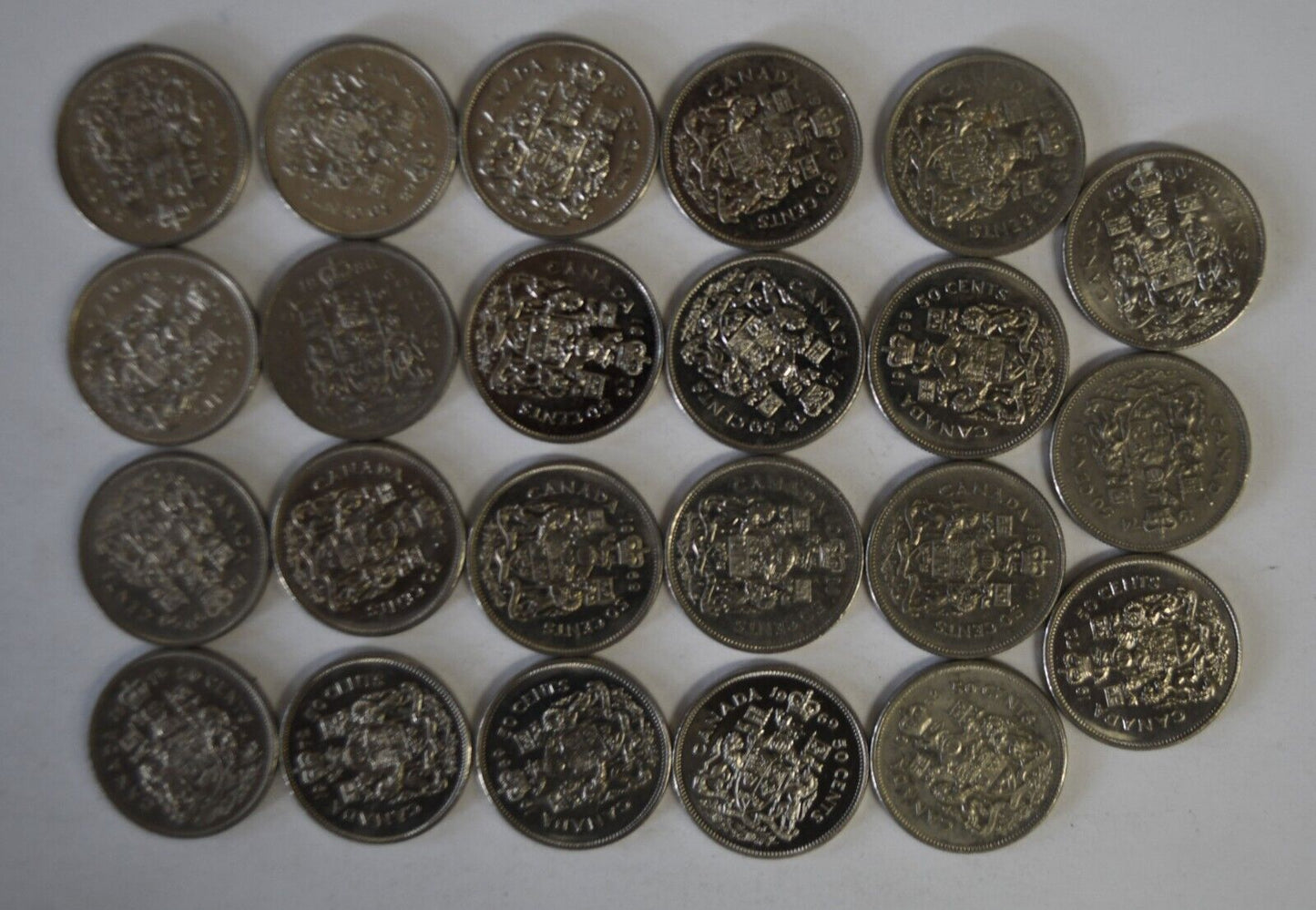 23pc Canada 50c Half Dollar Lot $11.5 Face Value 1968-1981