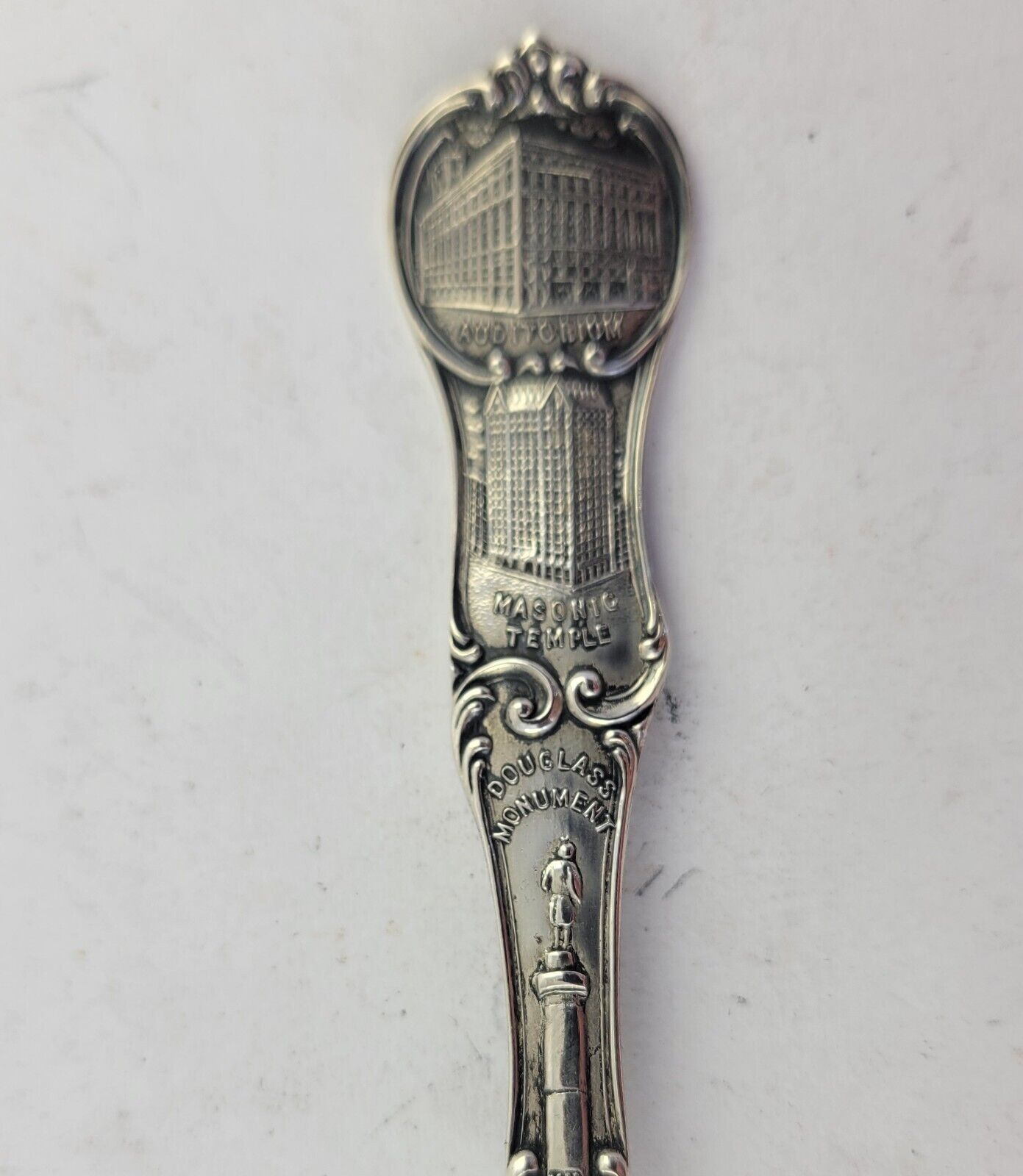 Masonic Temple Fort Dearborn 5 1/2" Sterling Souvenir Spoon .67oz Chicago