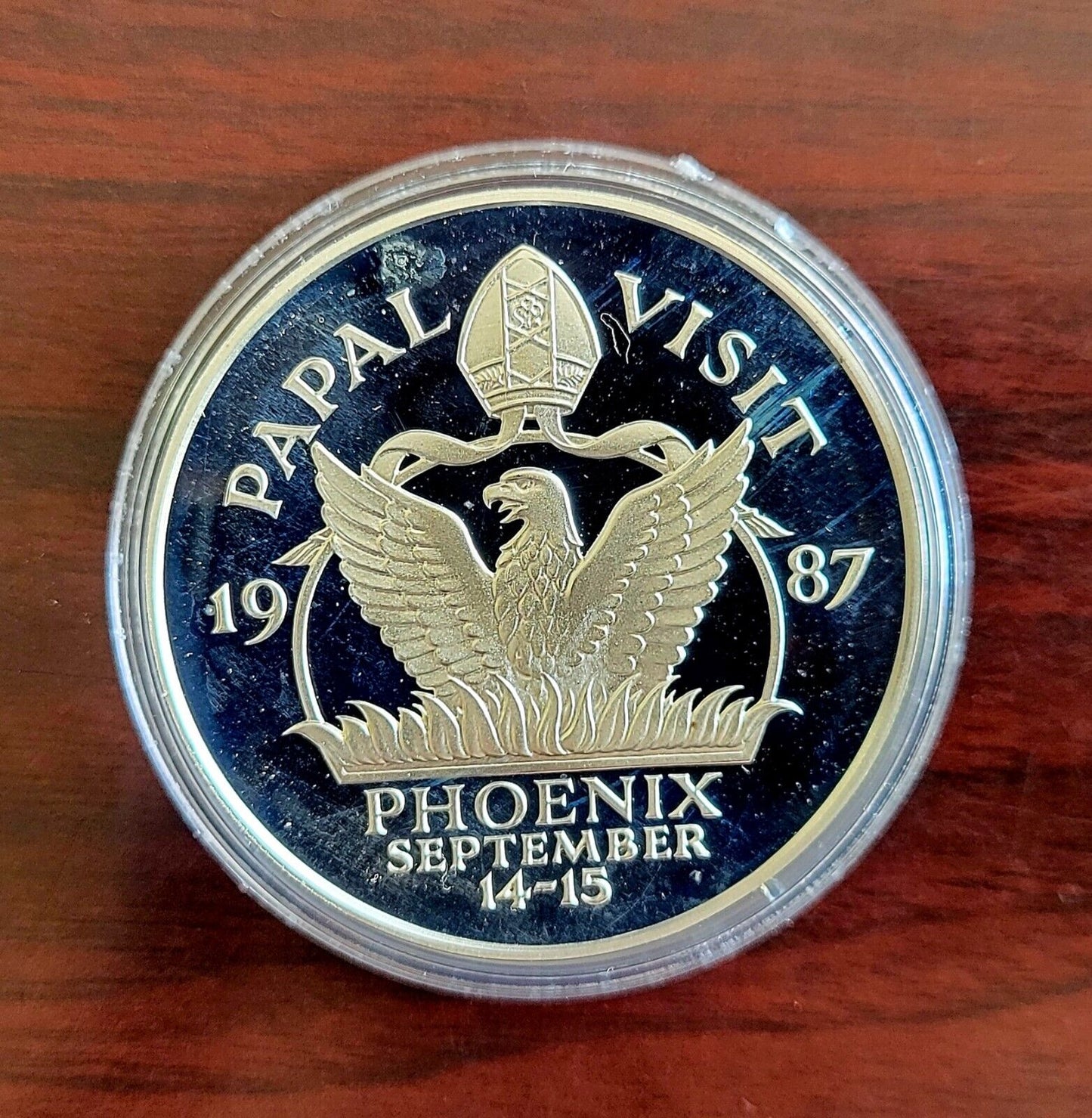 1987 Pope John Paul II Phoenix Arizona Papal Visit Sterling Silver Coin