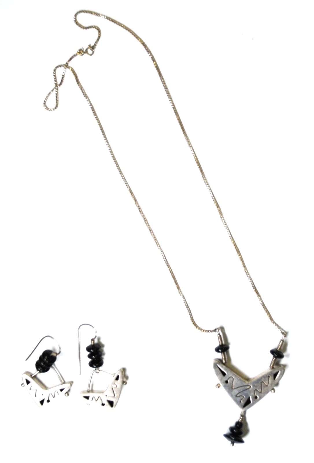 Sterling S Williams Boomerang 46mm Pendant & 48mm Earrings Set 20" Necklace
