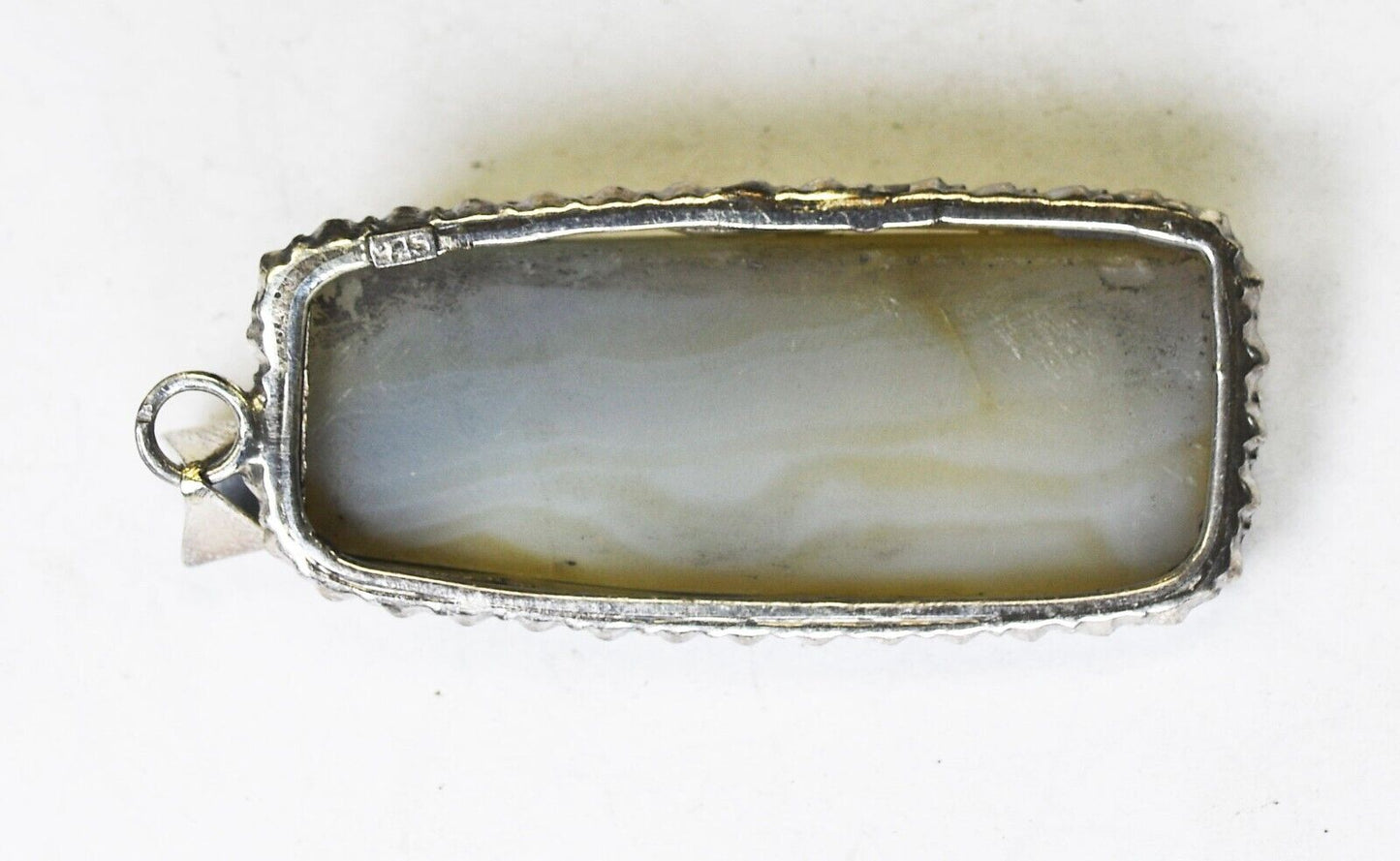 Sterling Silver Druzy Quartz Rectangle Pendant 2.5" x 23mm