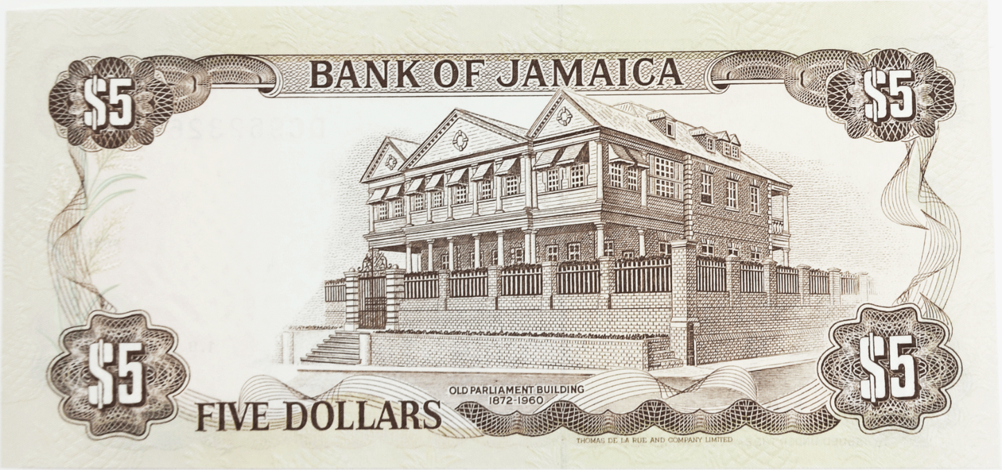 1992 Jamaica $5 Five Dollars Banknote Uncirculated DC962326