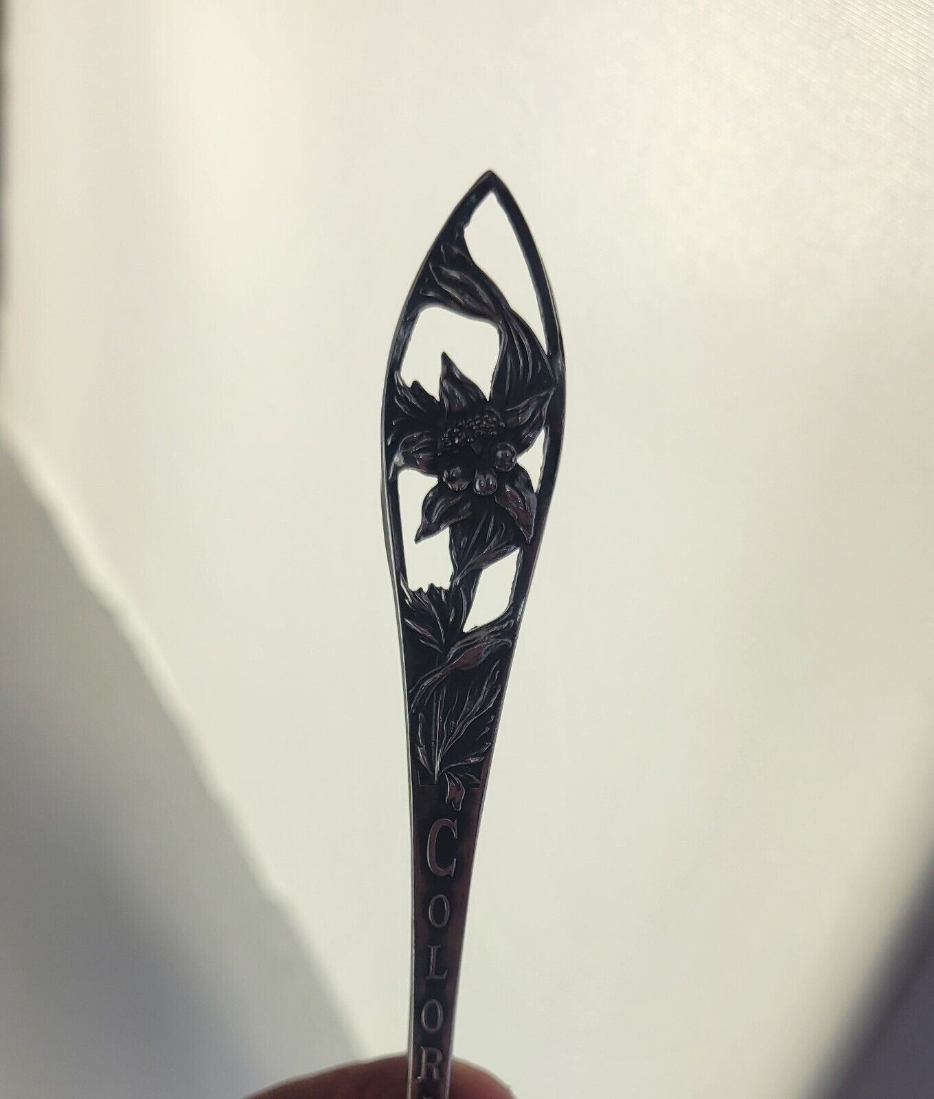 Colorado Sterling Silver 5 5/8" Souvenir Spoon .69oz. Columbine State Flower