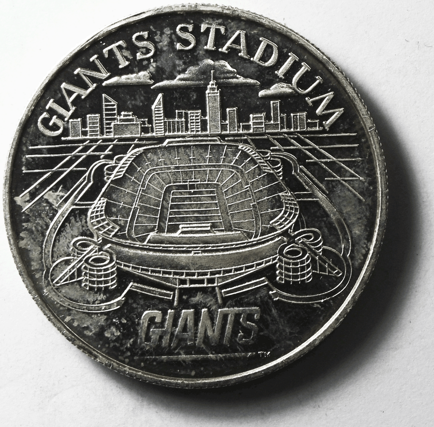 1986 New York Giants Stadium NFC Champions .999 1 ozt. Silver Round