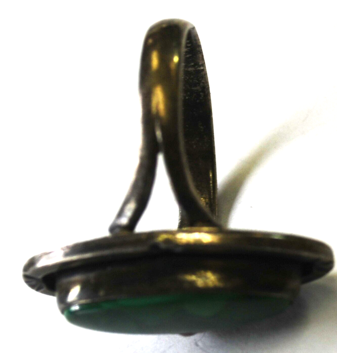 Sterling Silver GFIS Mexico Oval Green Malachite Ring 27mm Size 9.5