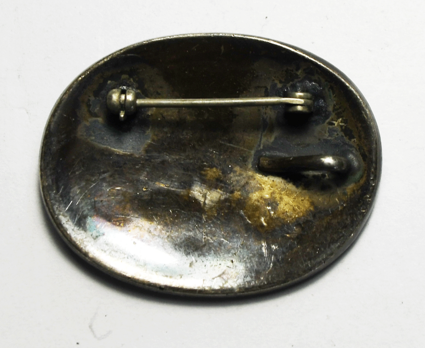 Sterling Silver Oval Turquoise Brooch Pin Abstract Pendant 36mm x 28mm