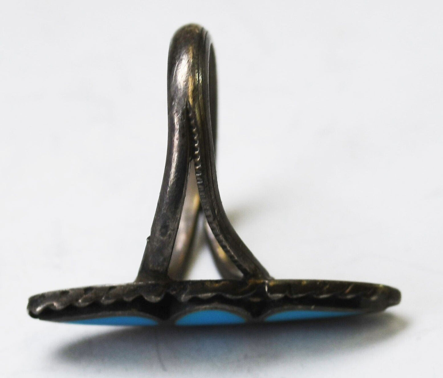 Sterling Silver Princess Turquoise Inlay Ring 29mm Size 8