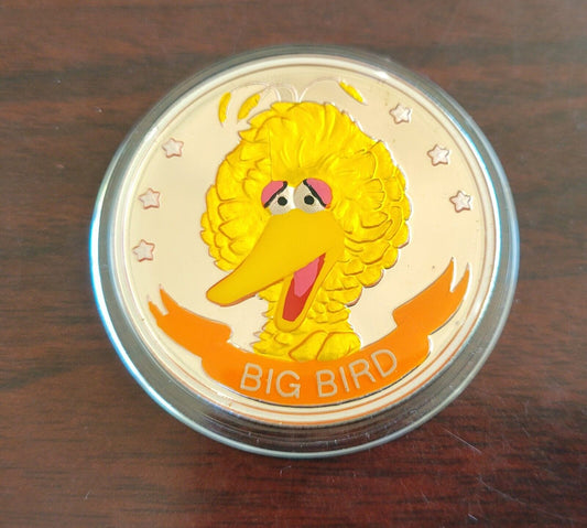 Big Bird Sesame Street 20th Anniversary Enameled 1oz. Silver Round .999 Fine
