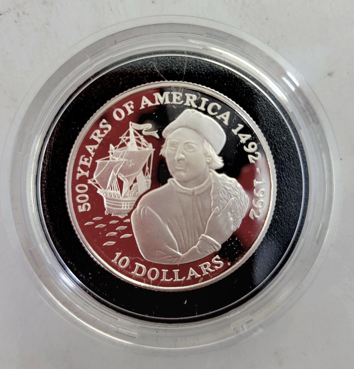1990 Cook Islands Christopher Columbus Dollars Silver Proof Coin w/Box
