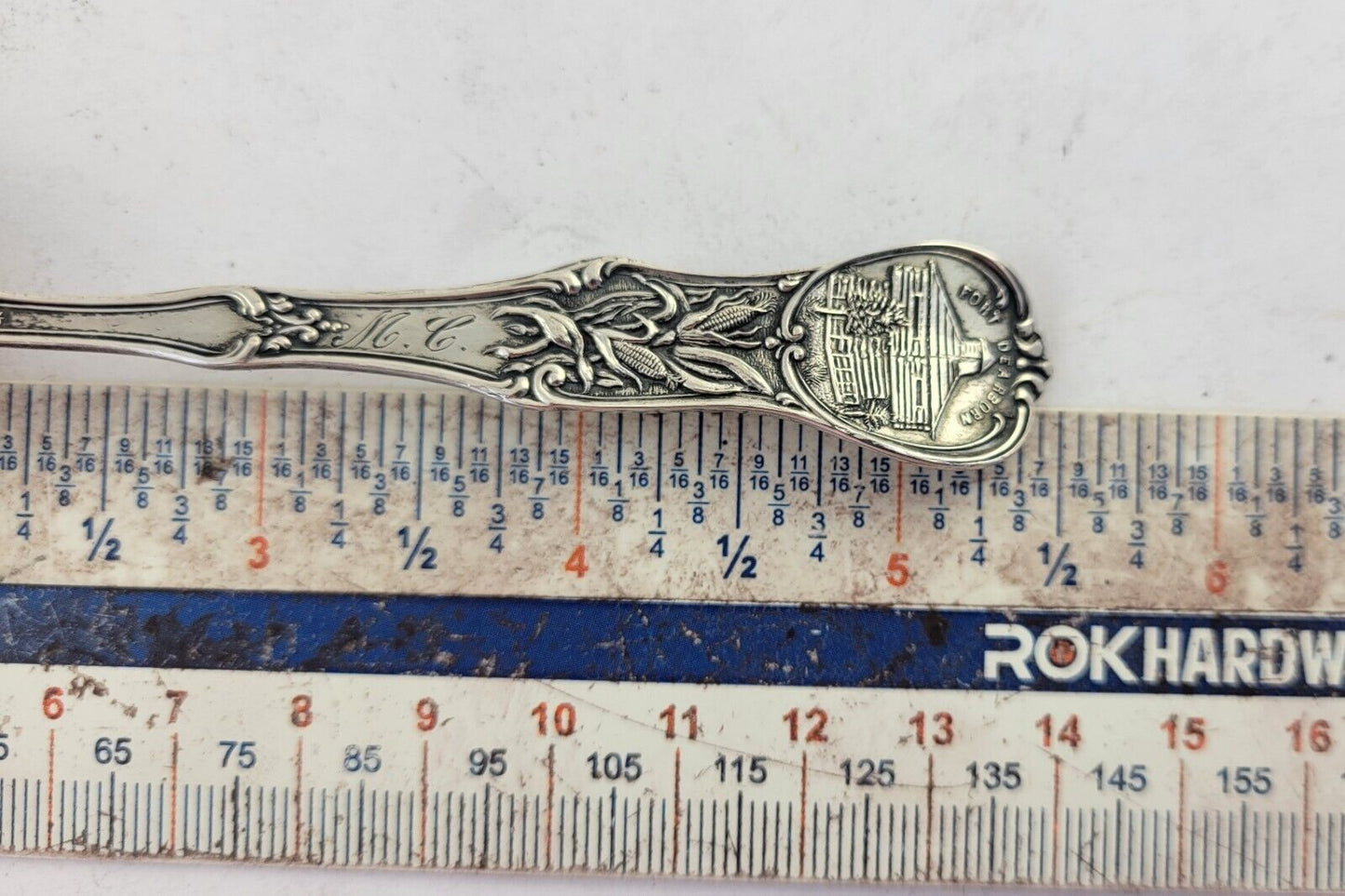 Masonic Temple Fort Dearborn 5 1/2" Sterling Souvenir Spoon .67oz Chicago