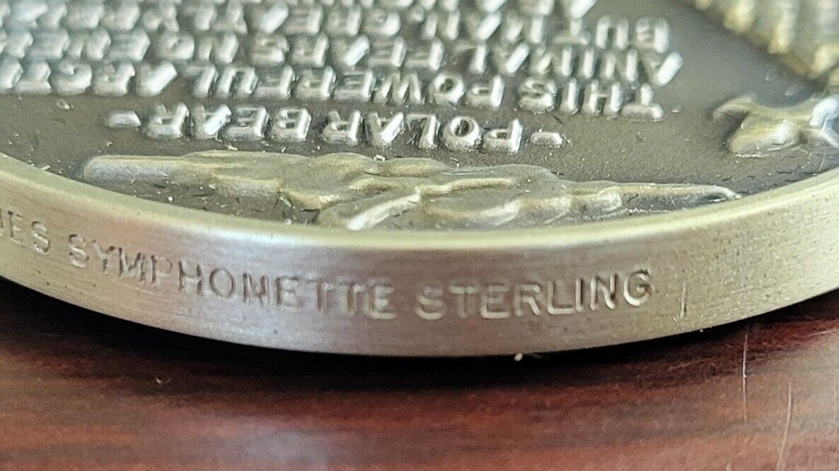 Longines Symphonette Sterling Snowy Owl Wildlife Series Medal 1.1oz Coin