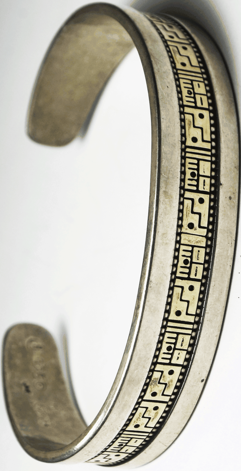 Sterling RMT Carolyn Pollack Two Tone Story Teller Cuff Bracelet 12mm 6-3/4"