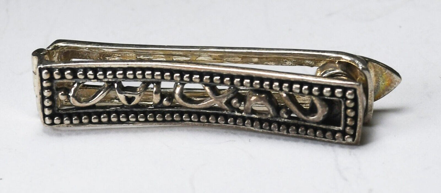 Sterling Silver Barse Fish Symbol Filigree Magnetic Hairclip 38mm x 7mm