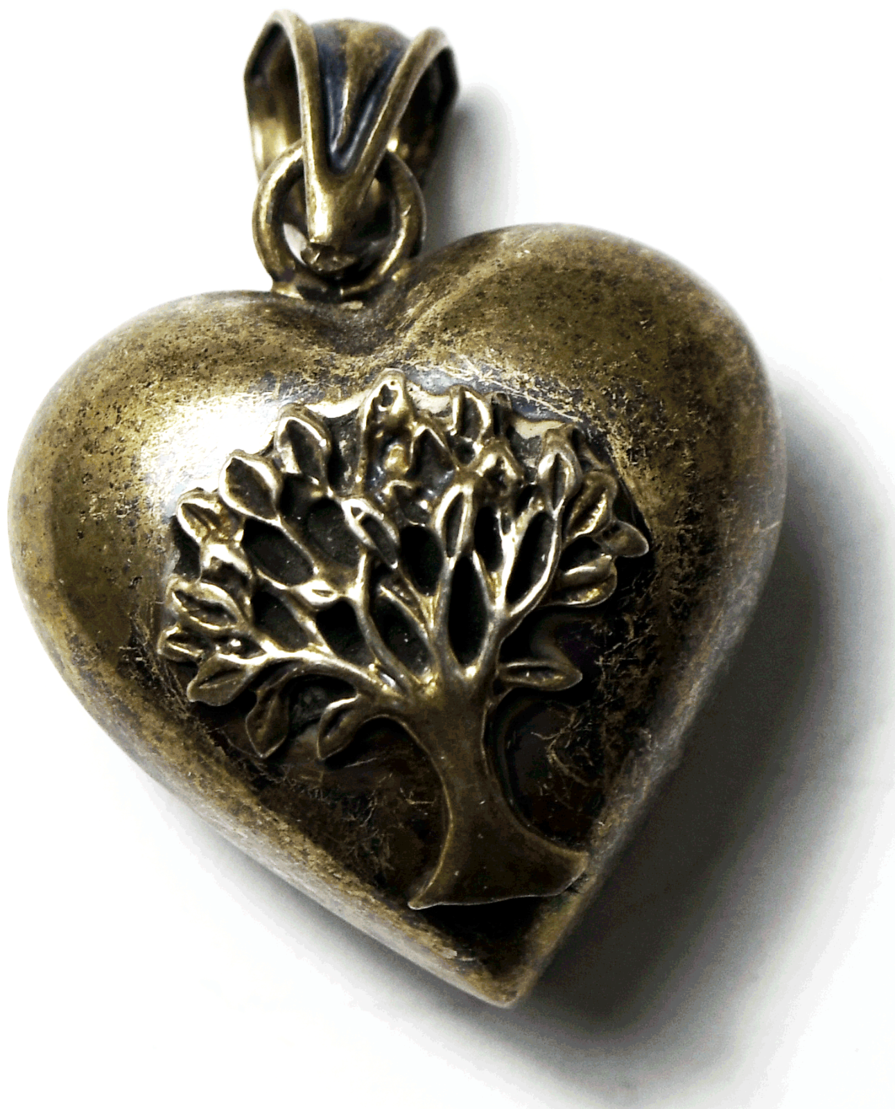Sterling Puffy Heart Tree of Life Harmony Chime Pendant 36mm x 25mm