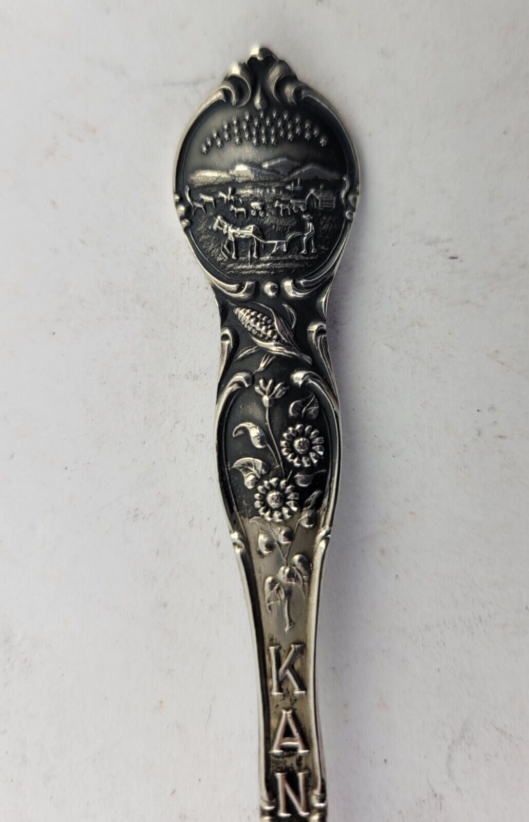 Kansas State Sterling Silver 5 3/8" Souvenir Spoon by Watson .54oz.