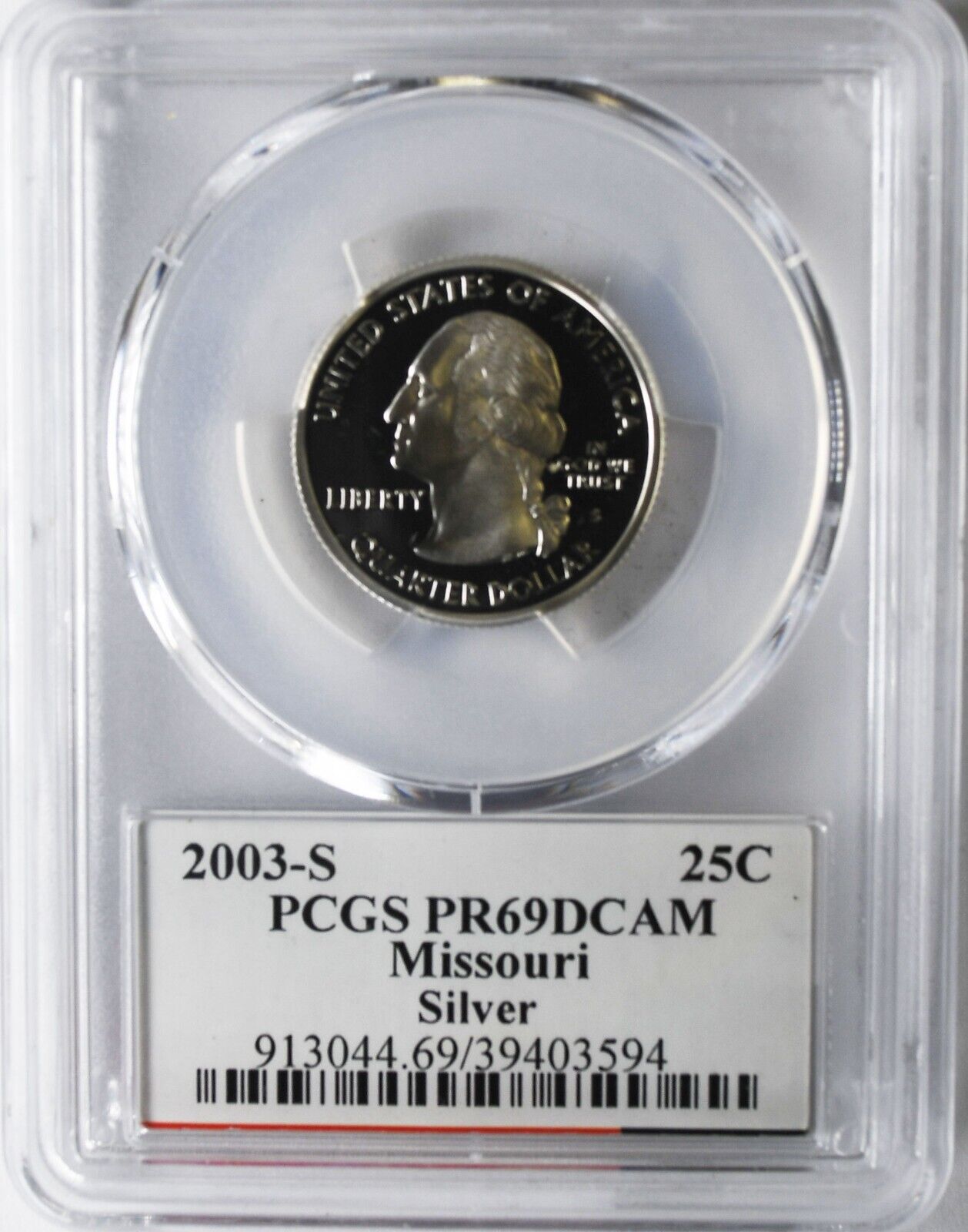 2003 S 25c Washington Silver Quarter Dollar Proof PCGS PR69 DCAM Missouri