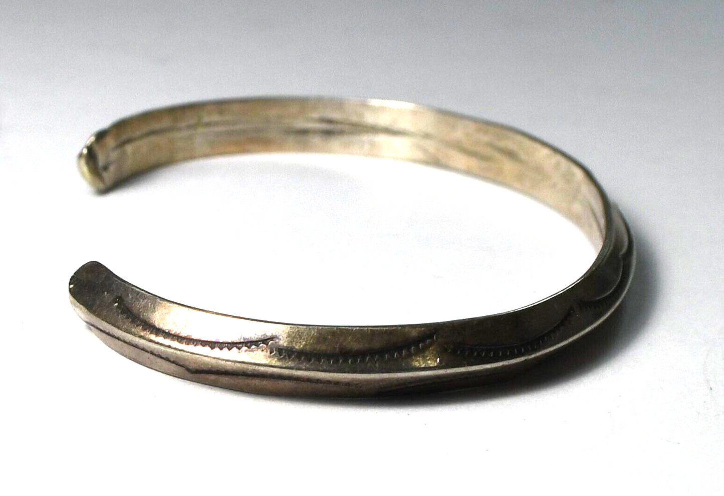Sterling Silver Triangular Bar 5mm Cuff Bracelet 6-3/4" Wrist