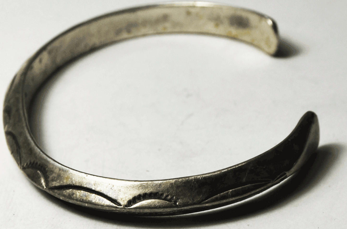 Sterling Silver N Stamped Rays 5mm Triangular Bar Cuff Bracelet 6-3/4" Wrist